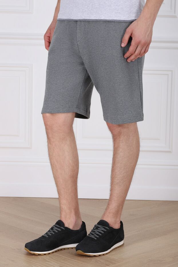 Cesare di Napoli men's basic gray cotton shorts with drawstring 171255 - photo 3