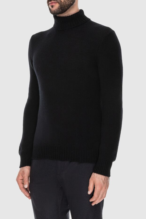 Gran Sasso black wool sweater with high ribbed collar men's 171356 - photo 3