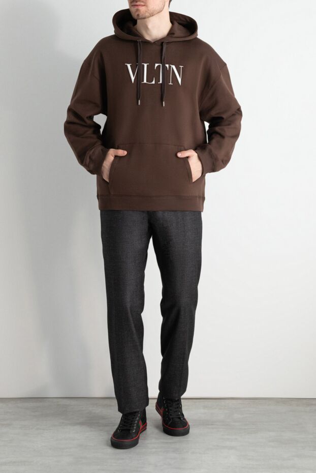 Valentino man men's hoodie made of cotton and polyamide, brown buy with prices and photos 171461 - photo 2