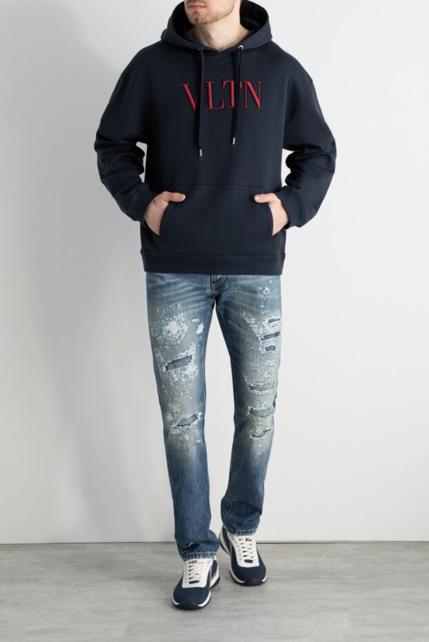 Valentino man men's cotton and polyamide hoodie blue buy with prices and photos 171462 - photo 2