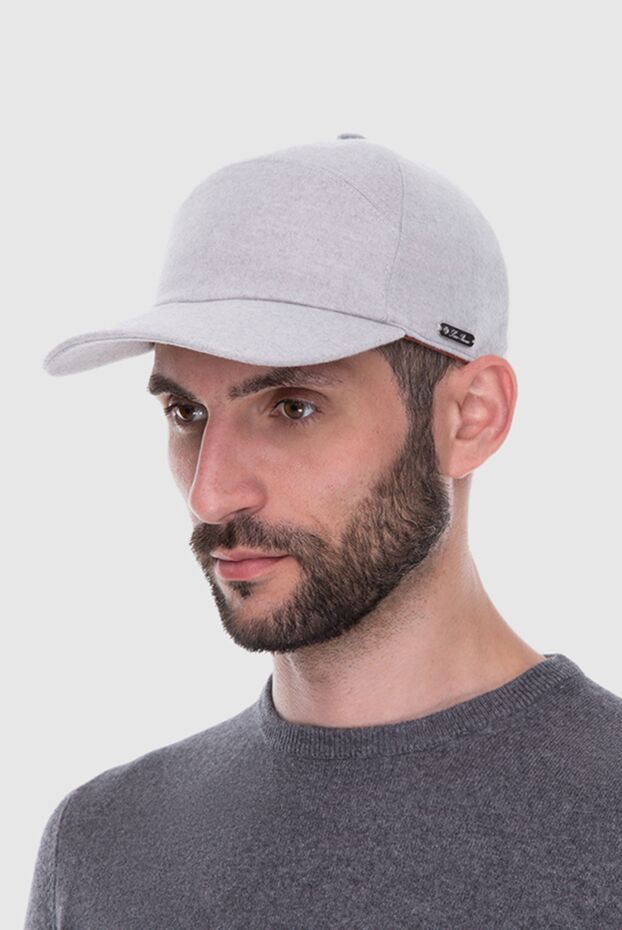 Loro Piana light gray cashmere cap with embossed seam on front panel for men 171494 - photo 3
