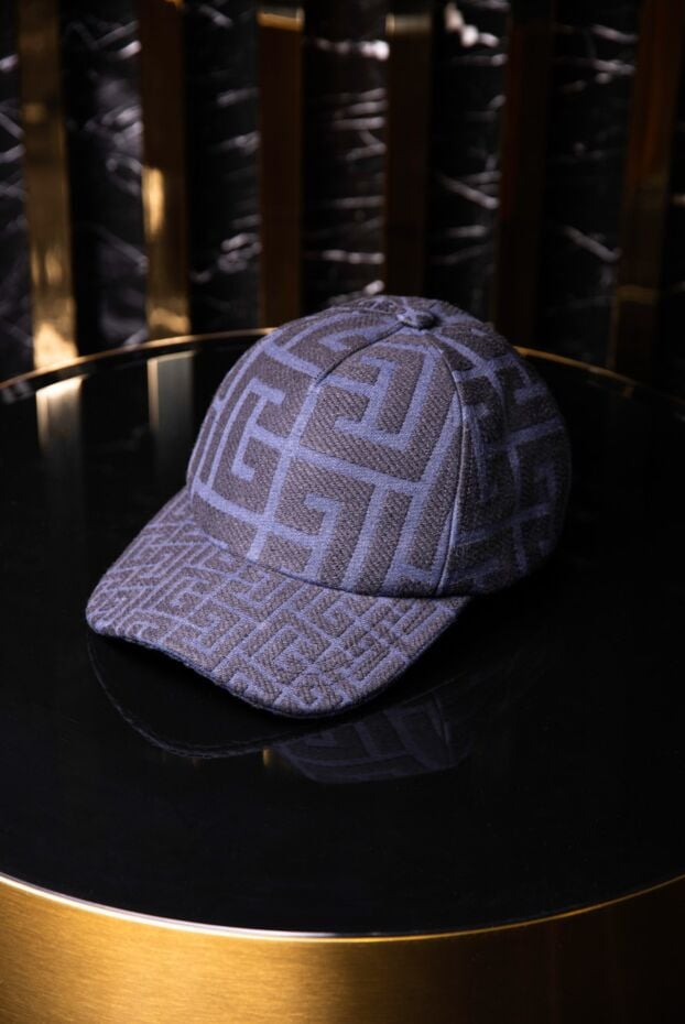 Balmain black cotton cap with textured branded pattern men's 171506 - photo 2
