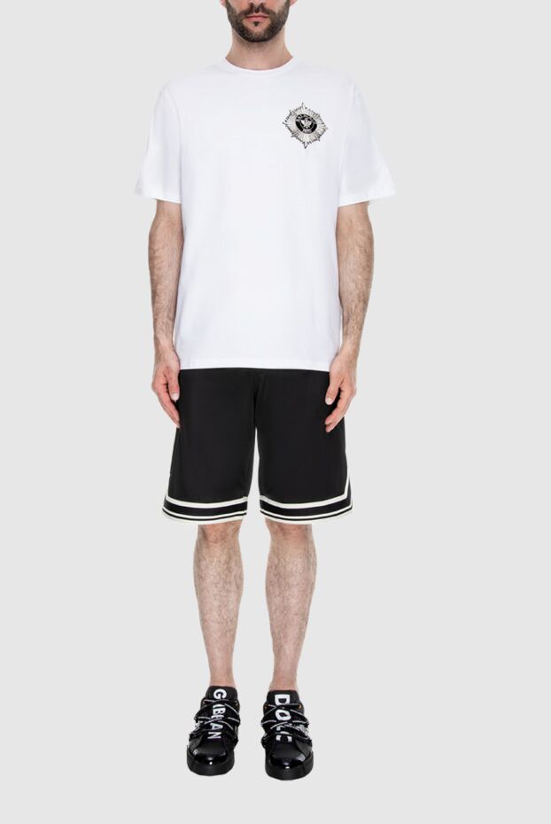 Balmain white cotton t-shirt with branded emblem men's 171523 - photo 3