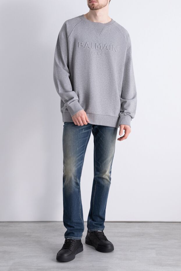 Balmain man gray cotton sweatshirt for men buy with prices and photos 171527 - photo 2