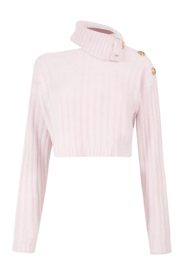 Asymmetrical off-the-shoulder long sleeve jumper with buttons - photo 1