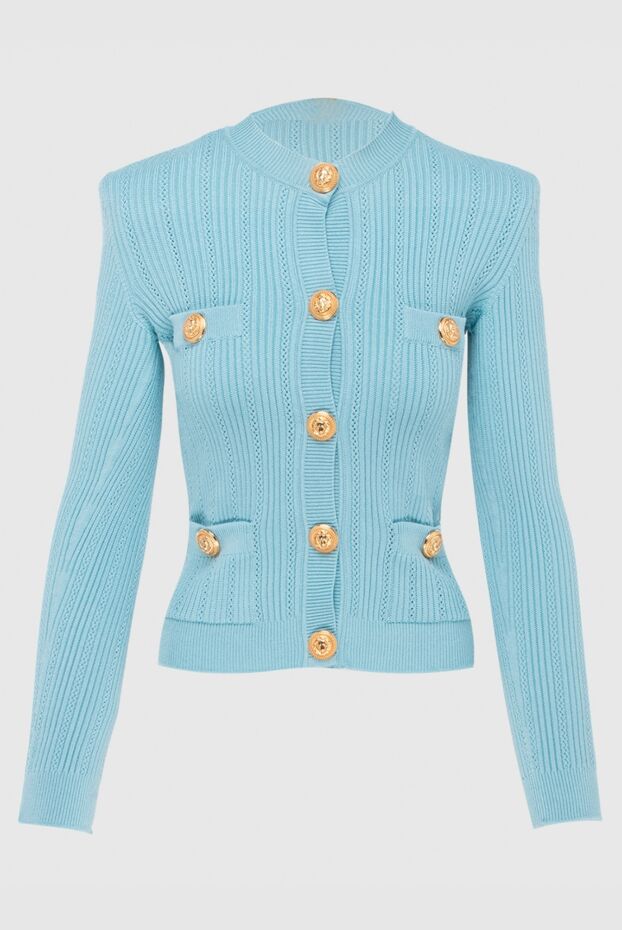 Balmain woman blue viscose and polyamide cardigan for women buy with prices and photos 171535 - photo 1