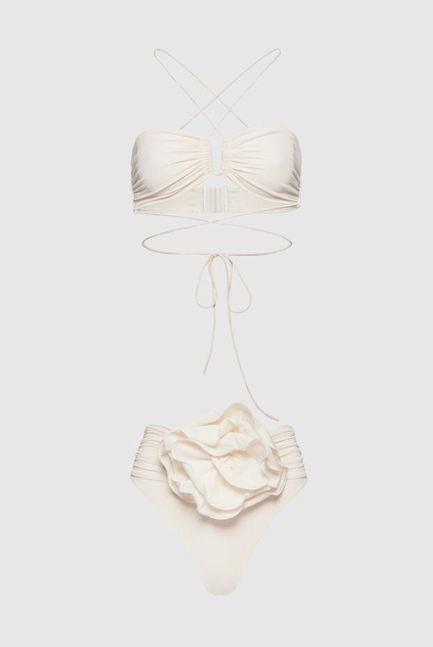 Magda Butrym milky colored bikini swimsuit with bandeau top and large flower 171581 - photo 1