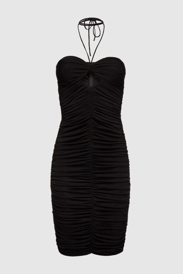 Magda Butrym fitted black mini dress with thin ties and vertical draping 171592 - photo 1