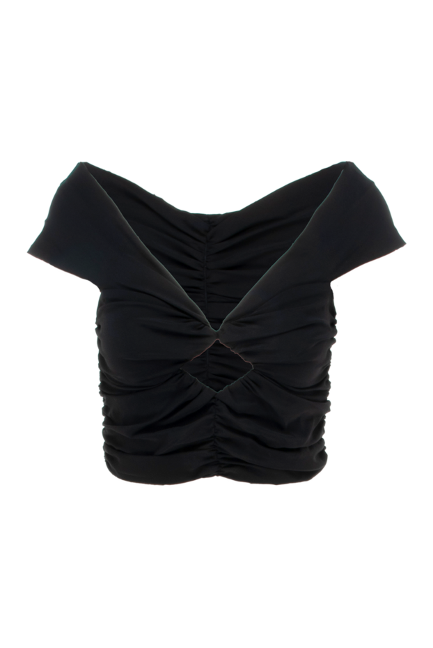 Magda Butrym black off shoulder draped crop top 171597 - photo 1