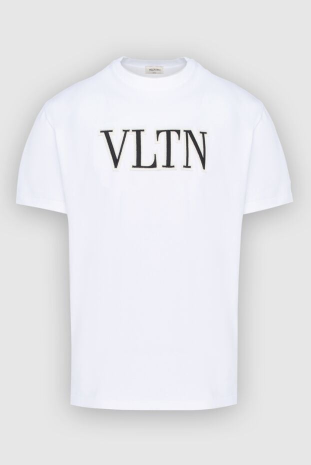 Valentino men's white cotton t-shirt with contrasting vltn lettering 171648 - photo 1