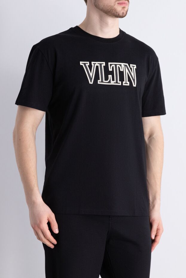 Valentino men's black cotton t-shirt with large vltn logo 171649 - photo 3