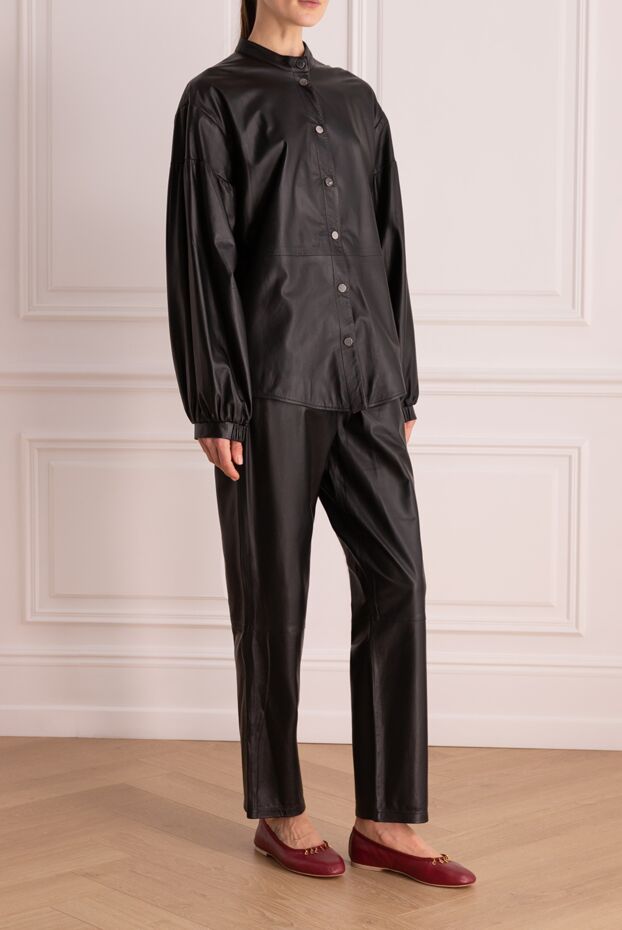 Fleur de Paris black leather pantsuit for women 171697 - photo 3