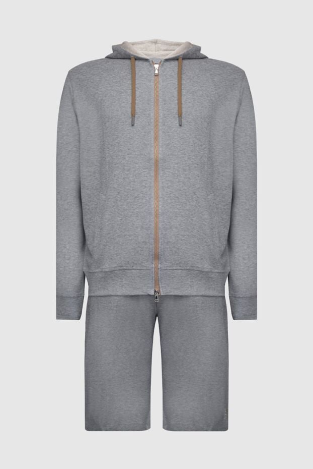 Barba Napoli men's tracksuit with shorts and a zip-up hoodie made of soft gray jersey 171699 - photo 1