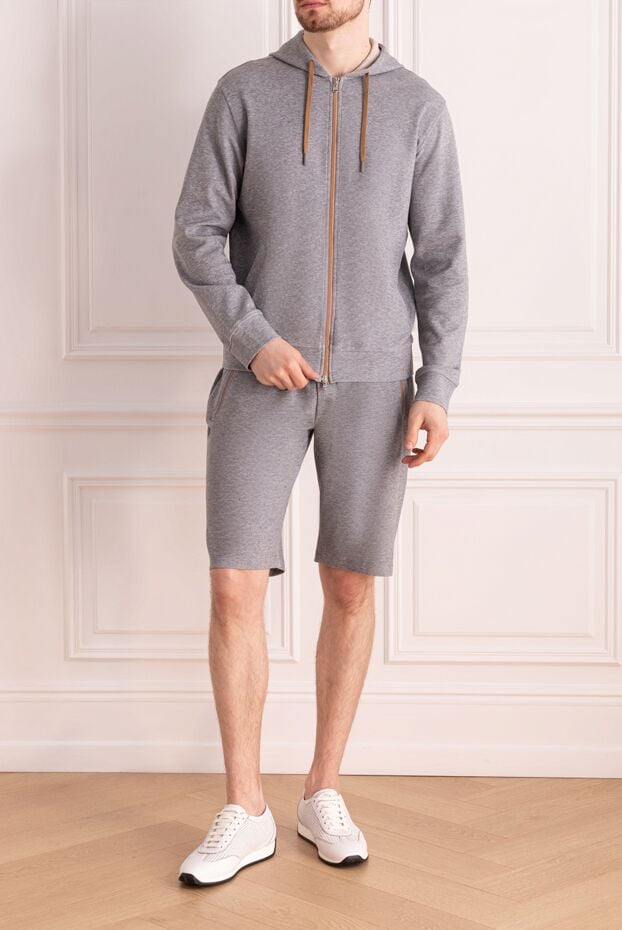 Barba Napoli men's tracksuit with shorts and a zip-up hoodie made of soft gray jersey 171699 - photo 2