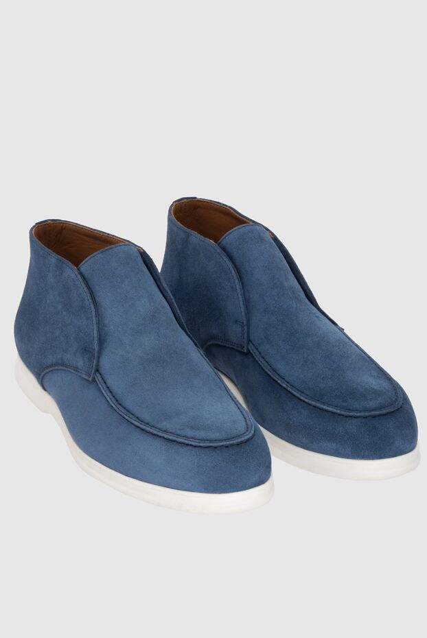 Doucal`s blue nubuck loafers with contrasting white sole 171755 - photo 3
