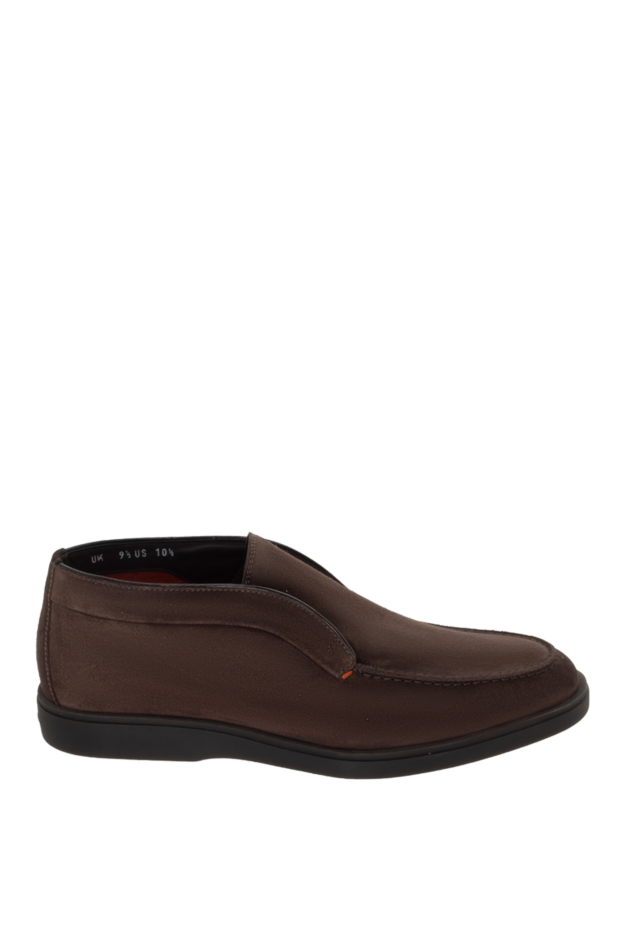 Santoni men's suede loafers dark brown on a light sole 171783 - photo 1