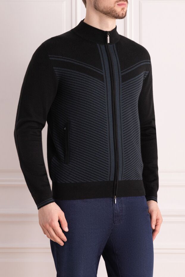 Zilli black wool and silk cardigan for men 171787 - photo 3