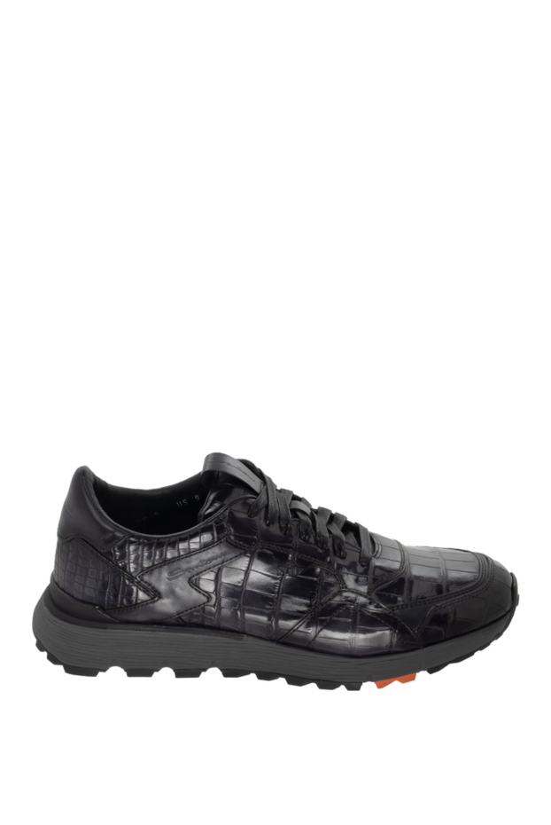 Santoni black crocodile leather sneakers with textured finish 171791 - photo 1