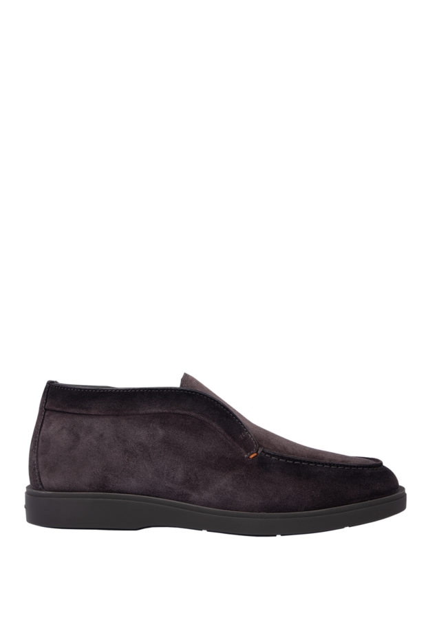 Santoni dark brown nubuck loafers for men with fur 171796 - photo 1