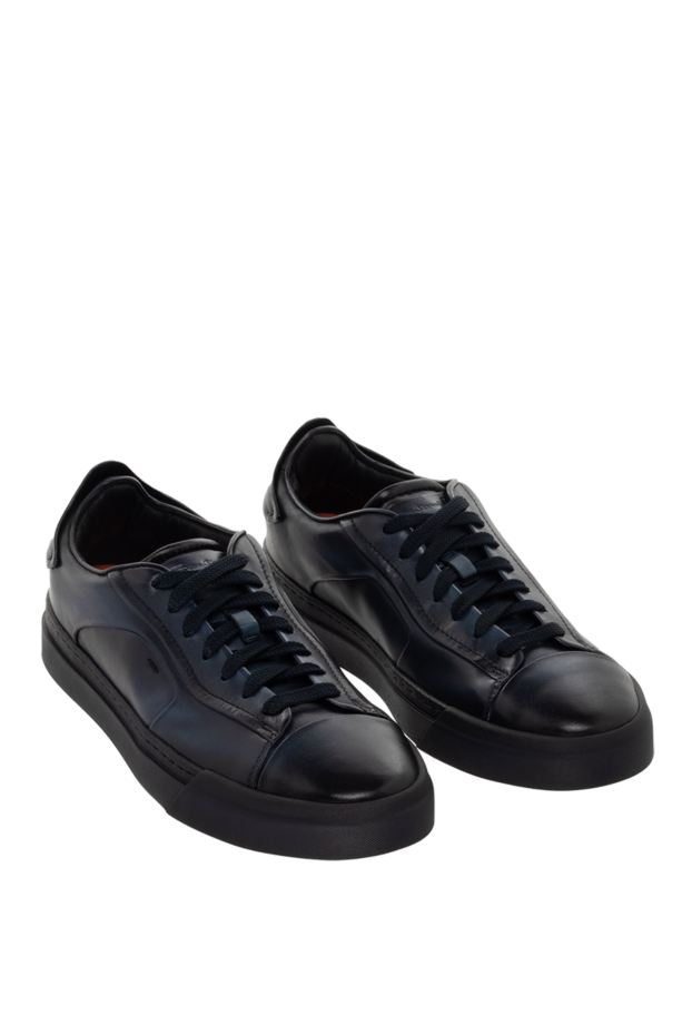 Santoni low top sneakers in smooth leather in black 171798 - photo 3