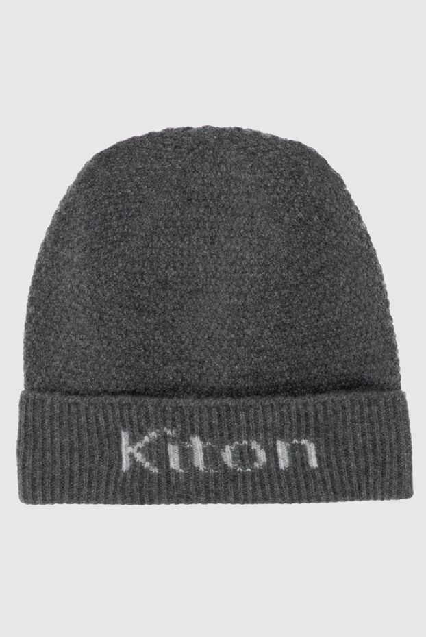 Kiton dark gray knitted cashmere beanie with logo for men 171828 - photo 1
