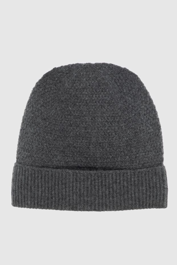Kiton dark gray knitted cashmere beanie with logo for men 171828 - photo 3