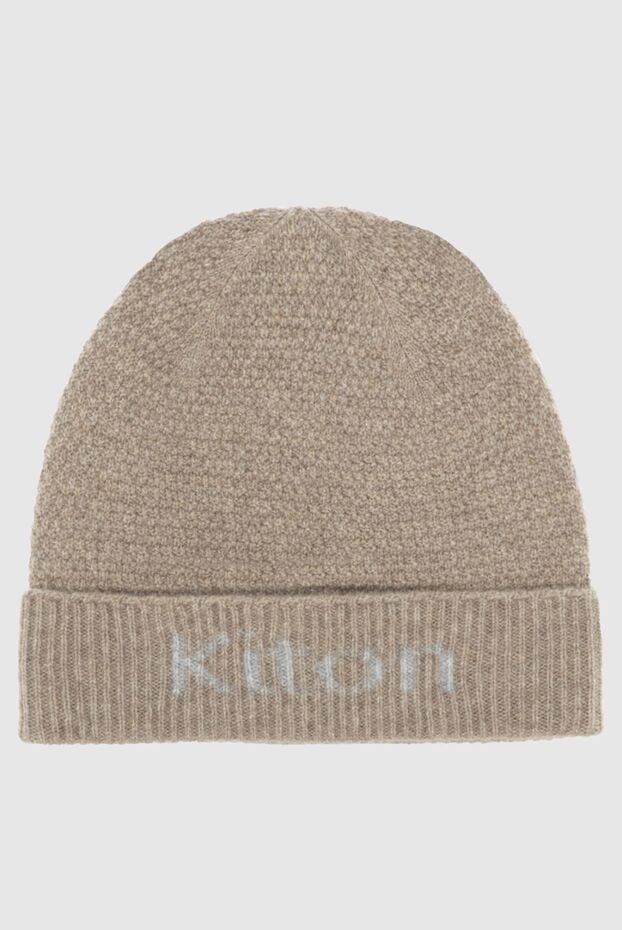 Kiton beige-gray knitted cashmere beanie with logo for men 171830 - photo 1