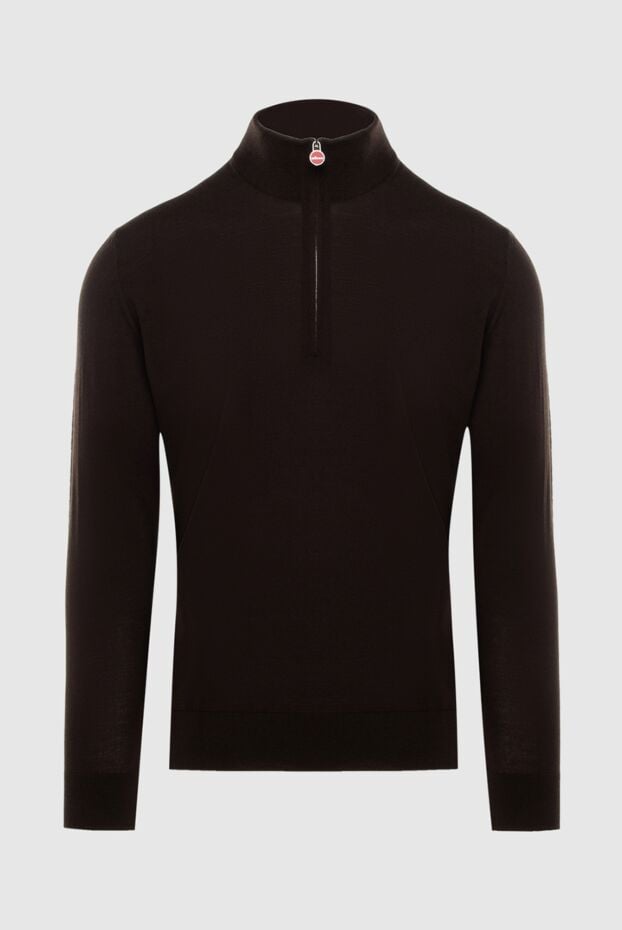 Kiton dark brown natural wool troyer with zip and collar 171834 - photo 1