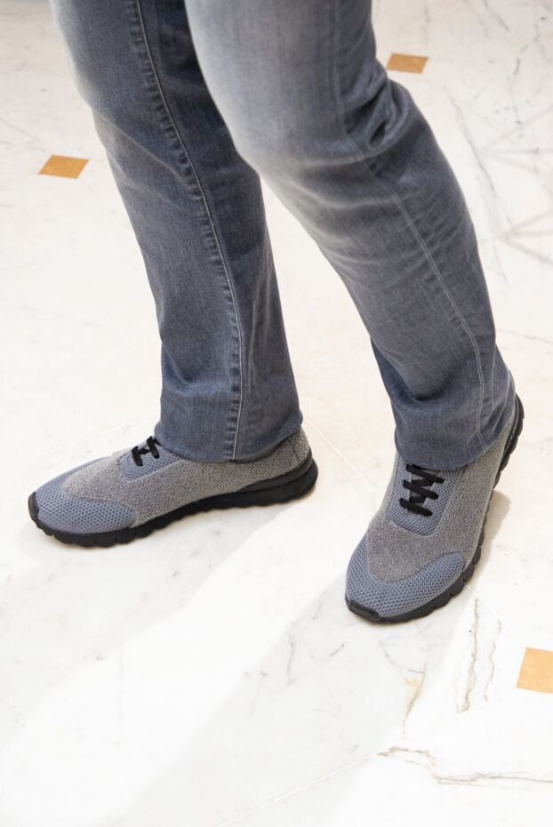 Kiton grey sneakers with terry inserts and black soles 171846 - photo 2