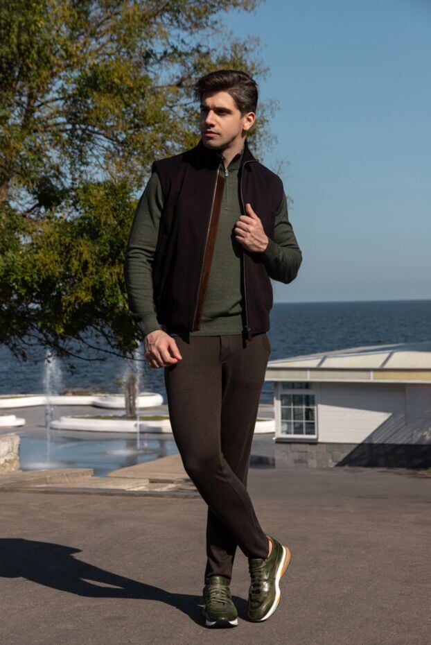 Loro Piana sports pants for men made of cotton and cashmere brown 171872 - photo 2
