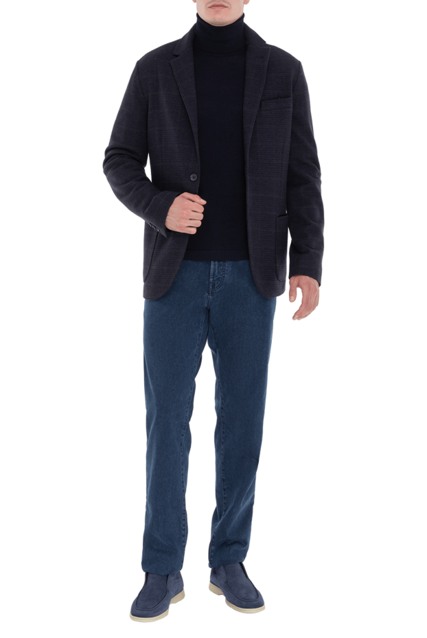 Loro Piana blue wool plaid jacket with patch pockets 171873 - photo 2