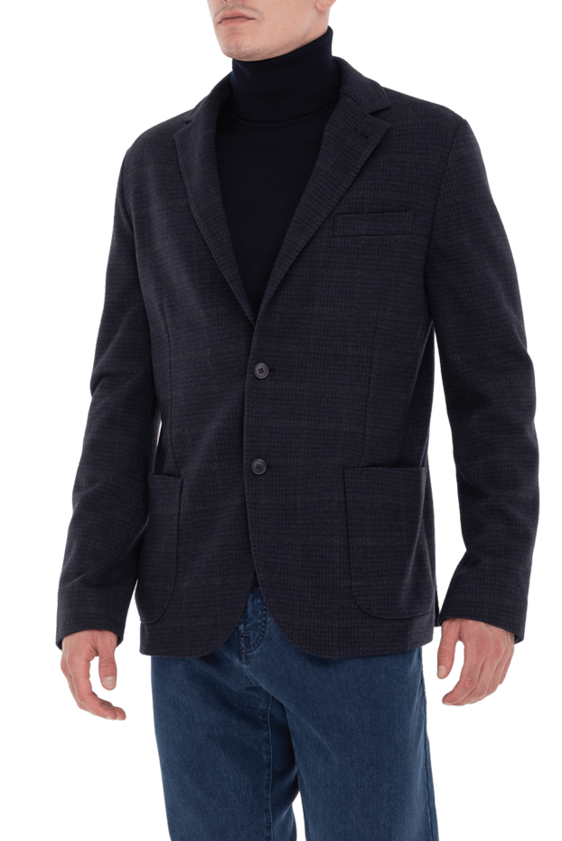 Loro Piana blue wool plaid jacket with patch pockets 171873 - photo 3