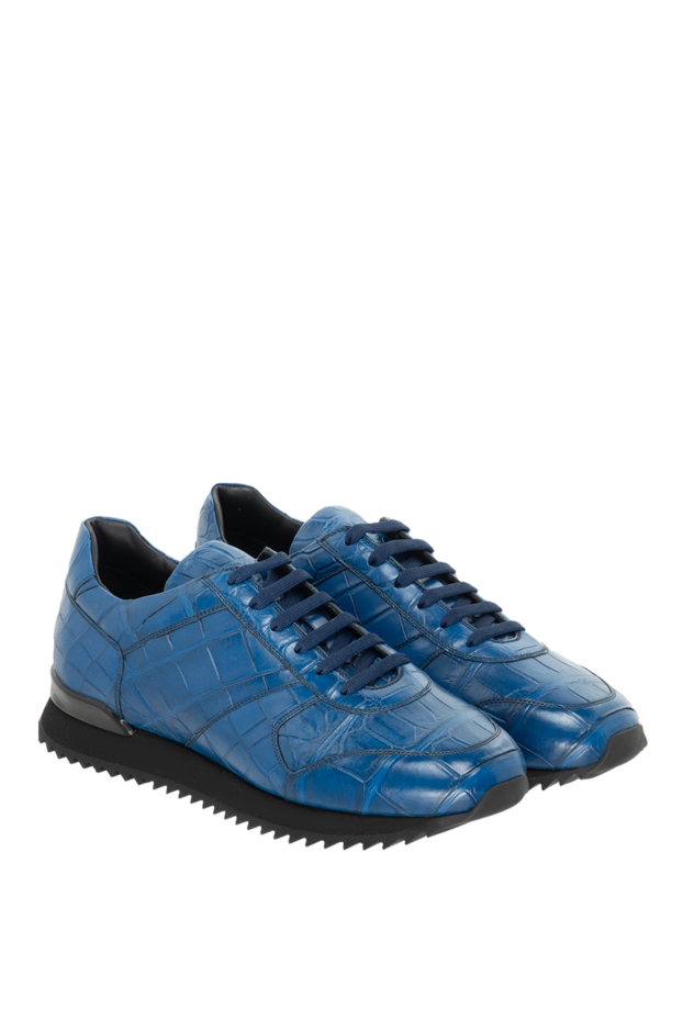 Cesare di Napoli blue alligator leather sneakers men italian 171939 - photo 3