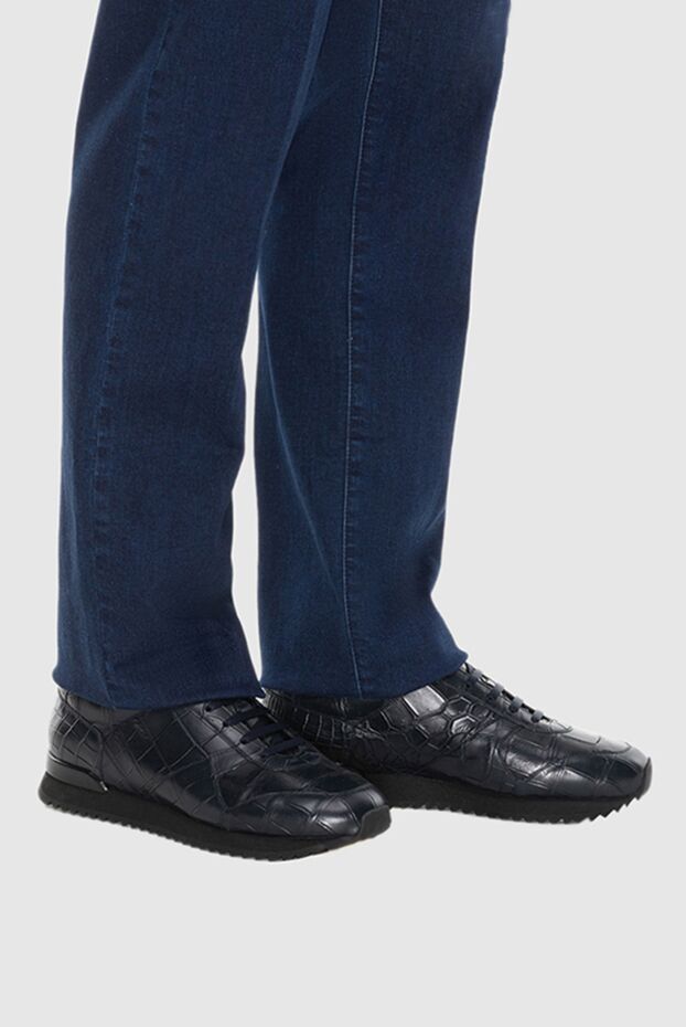 Cesare di Napoli мужские кроссовки из кожи аллигатора синие мужские купить с ценами и фото 171941 - фото 2