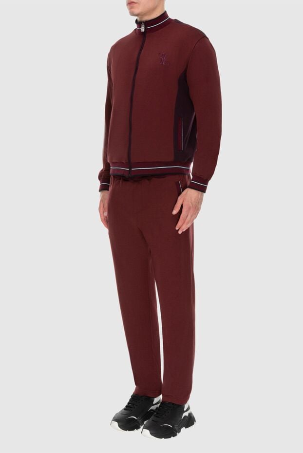 Billionaire mens burgundy tracksuit with stand-up collar and contrast inserts 171954 - photo 3