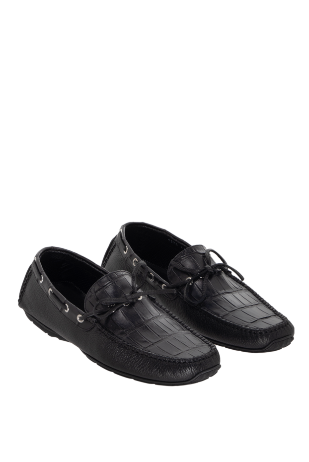 Cesare di Napoli men's moccasins made of genuine leather and alligator leather black 171978 - photo 3