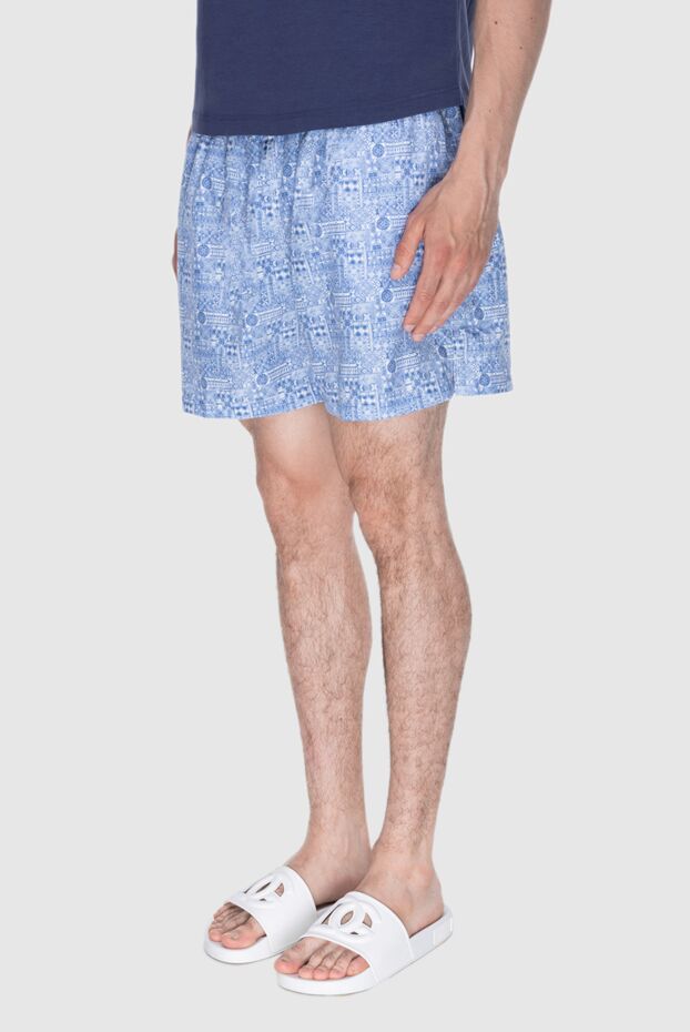 Gran Sasso light blue beach shorts with geometric pattern men's 171988 - photo 3
