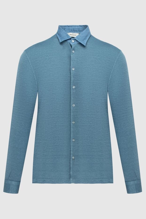 Gran Sasso blue linen and elastane shirt for men 172027 - photo 1