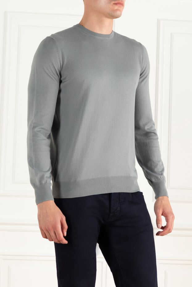 Gran Sasso silky cotton crew neck jumper grey men's 172052 - photo 3