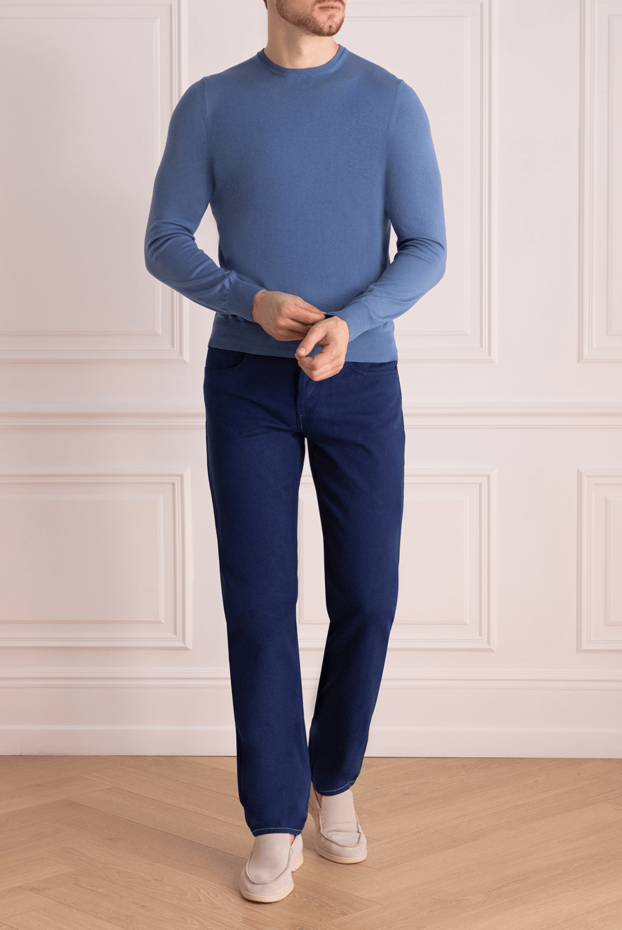 Gran Sasso blue cotton jumper with a round neck 172057 - photo 2