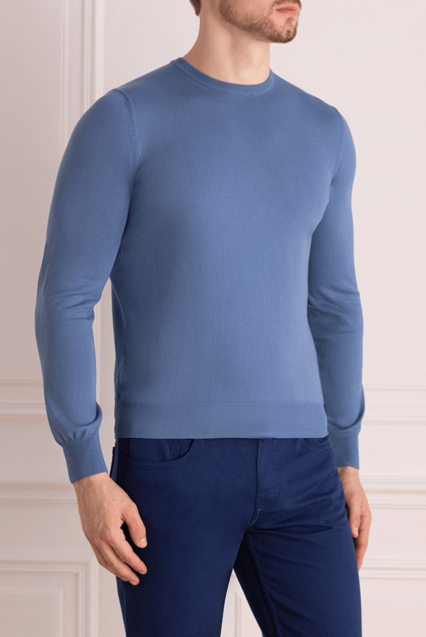 Gran Sasso blue cotton jumper with a round neck 172057 - photo 3