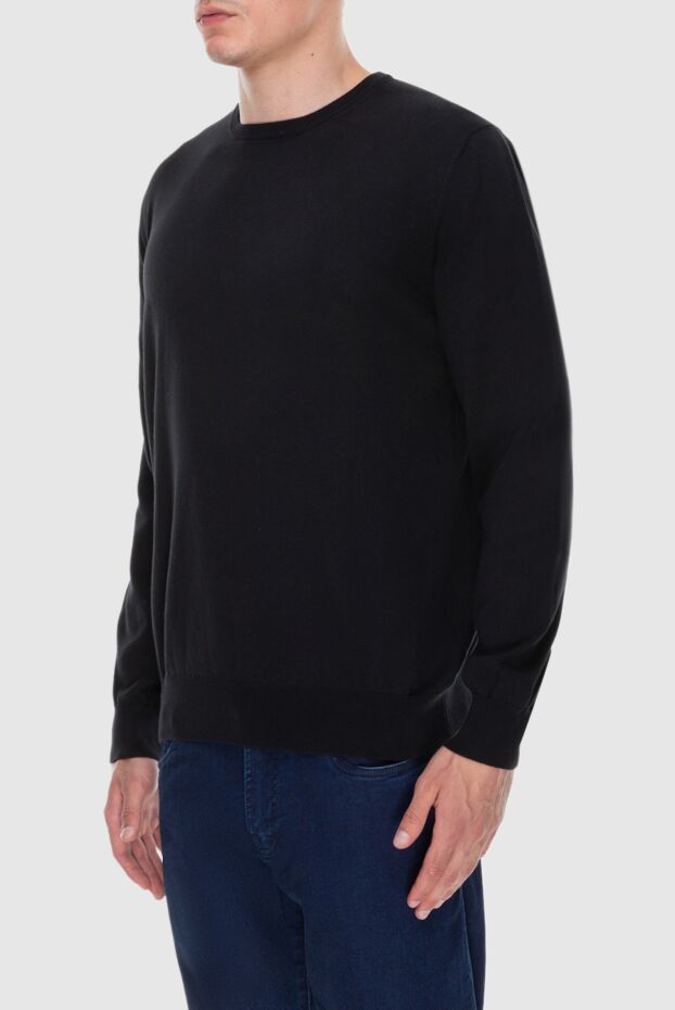 Gran Sasso basic black cotton sweater men's 172061 - photo 3