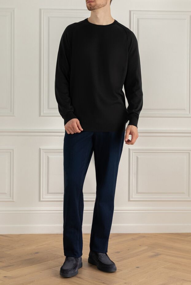 Gran Sasso black cotton sweater with raglan sleeves men's 172063 - photo 2