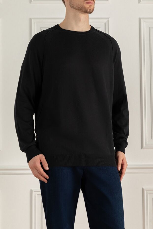Gran Sasso black cotton sweater with raglan sleeves men's 172063 - photo 3