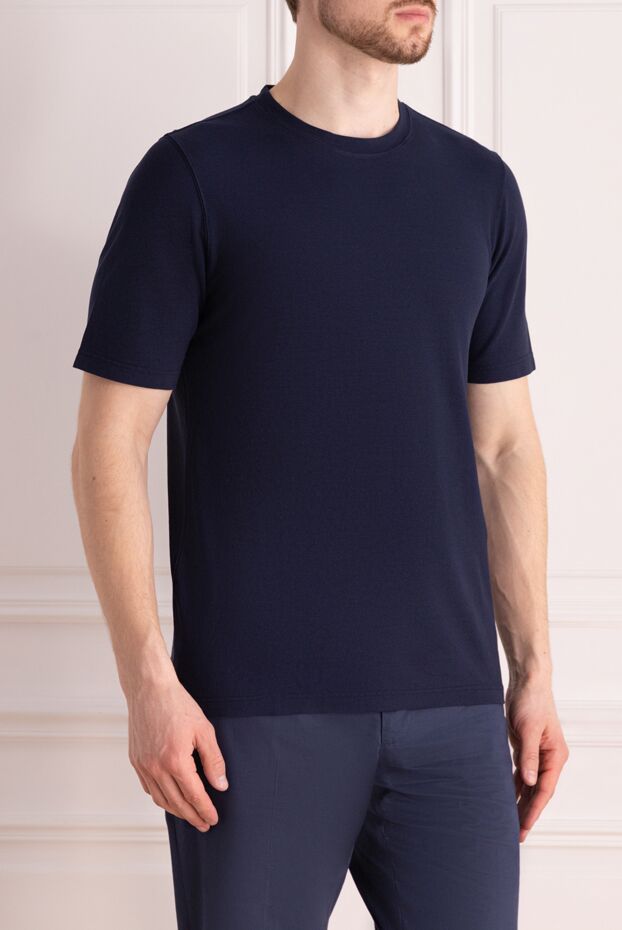 Gran Sasso dark blue fitted cotton t-shirt men's 172070 - photo 3