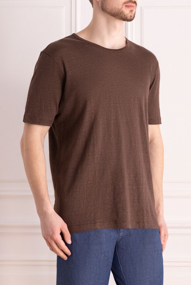 Gran Sasso linen brown t-shirt for men 172077 - photo 3