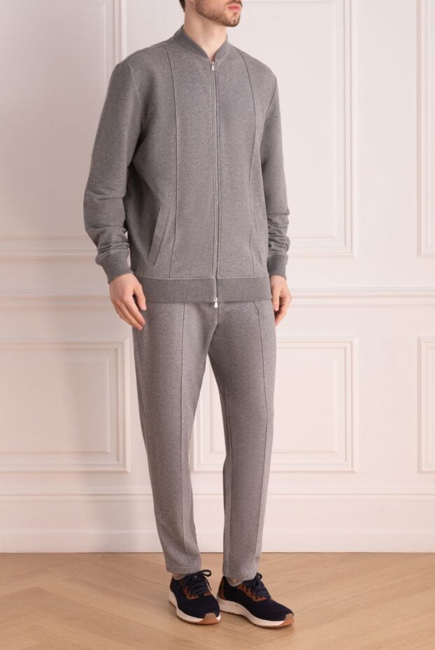 Gran Sasso grey cotton tracksuit with joggers and bomber hoodie men's 172095 - photo 3
