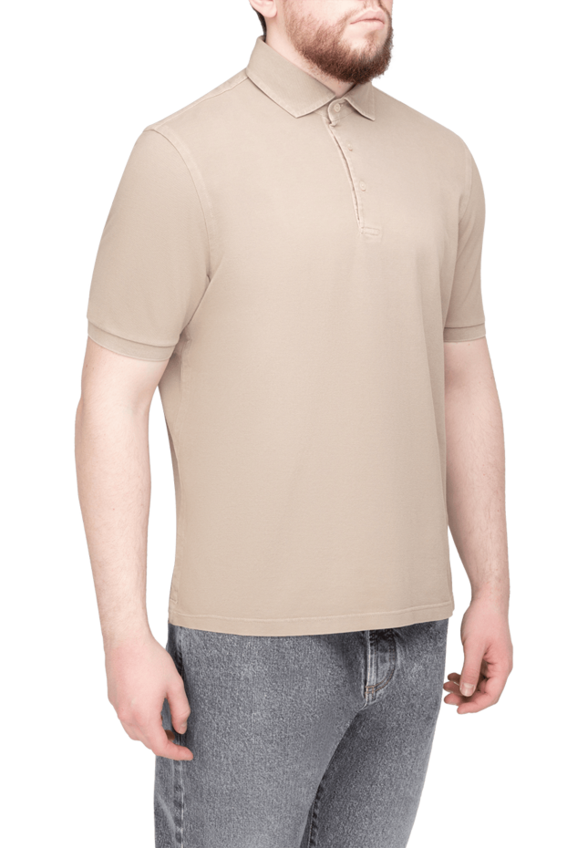 Gran Sasso men's cotton polo shirt in gray-beige color (markdown) 196546 - photo 3