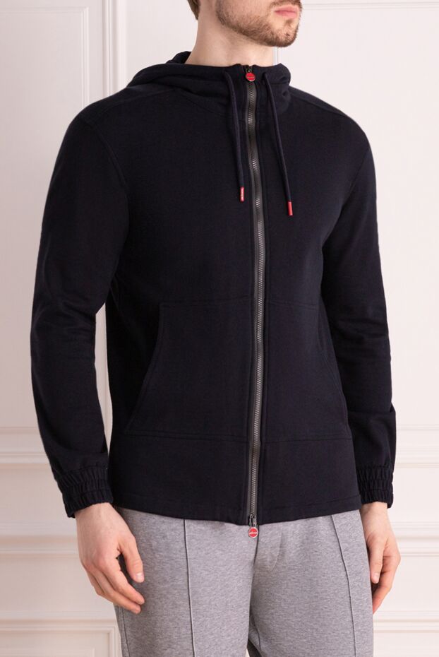 Kiton кофта спортивна з бавовни та кашеміру синя чоловіча 172151 - фото 3