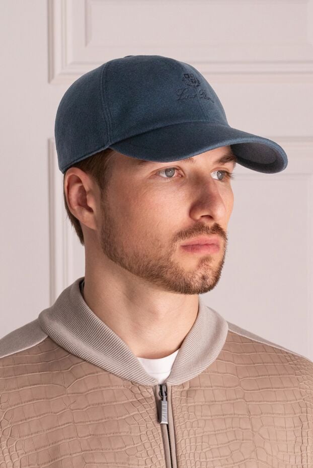 Loro Piana blue cashmere cap with contrasting embroidered logo for men 172220 - photo 2